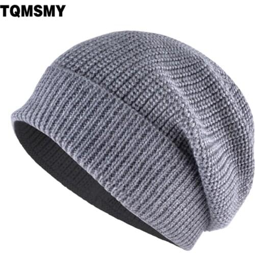 Concise bone autumn womens hat Knitted wool fabric skullies men beanies unisex solid color hat for women flanging balaclava cap
