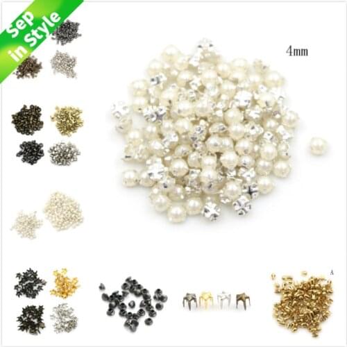 100pcs 3/4MM Pearl Buckle 2/2.5/5mm Buckles Handmade Craft 4mm Mushroom Nail Trumpet Rivets DIY Patchwork Sewing Accessories