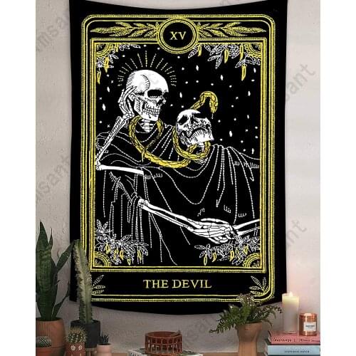 Psychedelic Gothic Skull Black and White Hippie Lovers Sky Tarot Set Wall Décor
