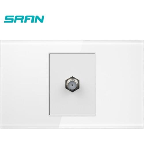 SRAN SATV socket sensor,with white pearl crystal glass panel 118mm*72mm satellite TV interface socket
