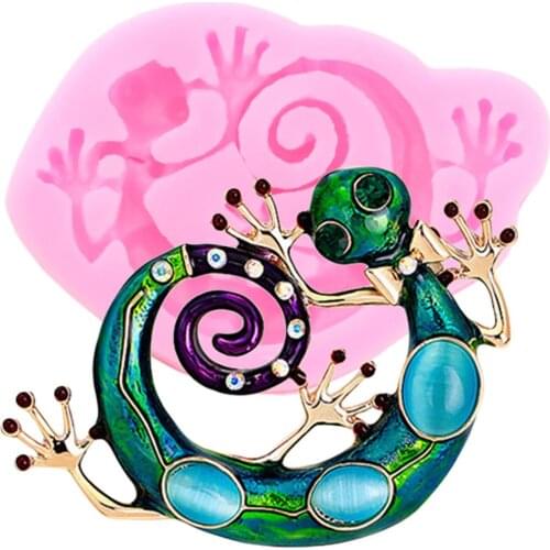 Gecko Lizard Fondant Silicone Molds Baby Birthday Cake Decorating Tools Polymer Clay Candy Chocolate Gumpaste Moulds