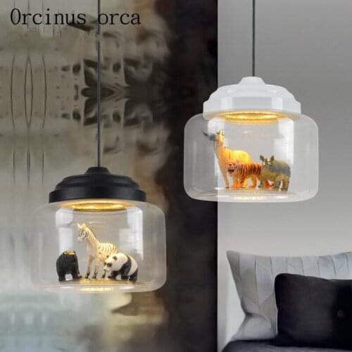 Nordic simple animal glass chandelier living room coffee bar bar Chandelier Postage free