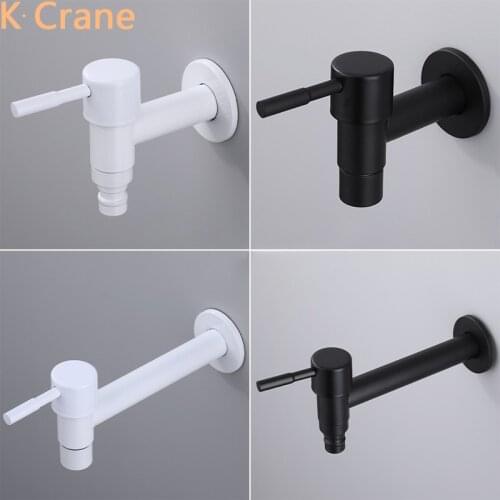 Washing Machine Faucet Bathroom Wall Mount Tap Stainless Steel Outdoor Garden Bibcock WC Balcony Mop Sink Grifo White Black Taps