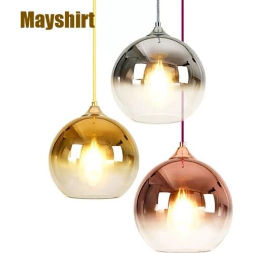 Modern Gold Glass Ball Pendant Lights Led Hanging Lamp for Dining Room Living Room Home Decor Bar Lighting Suspension Luminaire