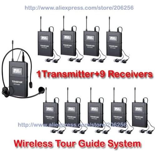 Takstar WTG-500/WTG 500 UHF PLL Wireless Tour Guide System 1 Transmitter+9 Receivers Wireless Acoustic Transmission System