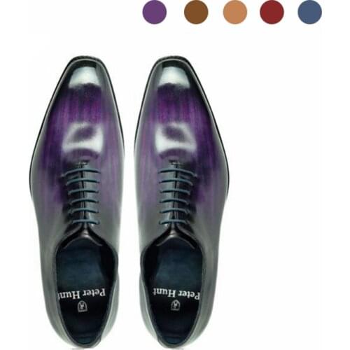 Oxford Genuine Leather Blue Bridegroom Designer Handmade Dress Best Men Shoes for Men Casual Business Original