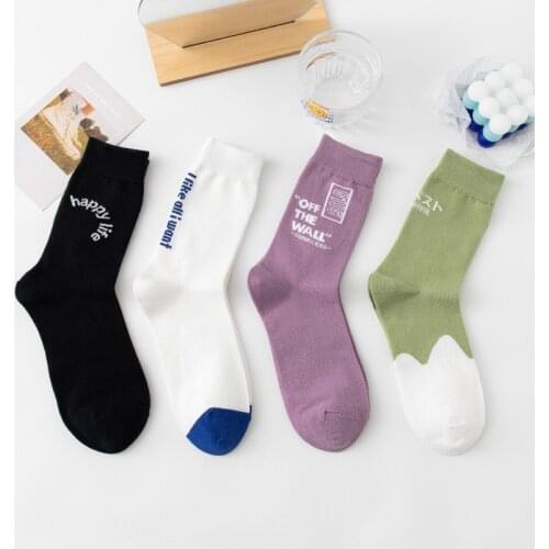 Streetwear skateboard letter socks women calcetines mujer skarpetki damskie korea white black sock cotton sports meias calcetas