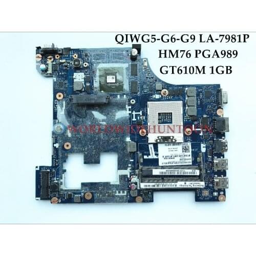 High quality QIWG5-G6-G9 LA-7981P for Lenovo Ideapad G580 laptop Motherboard HM76 PGA989 DDR3 GT610M 1GB 100% Fully Tested