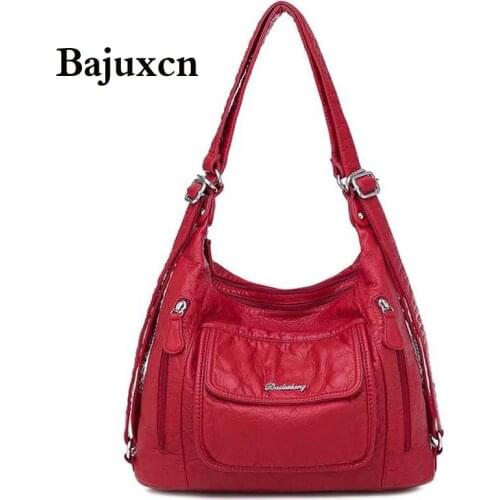 Womens bag large capacity soft PU leather handbag 2021 new trend ladies shoulder messenger bag gray