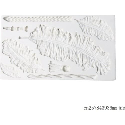 10 pcs Big Feathers Mold Chocolate Molds Feather Ice Moulds Fondant Cake Decorating Tools