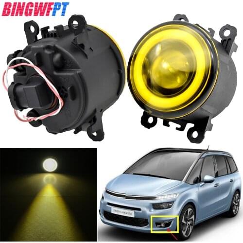 2PCS Car LED Lamp Fog Light + Angel Eye For Citroen C4 Grand Picasso I (UA_) MPV 2006 2007 2008 2009 2010 2011 2012