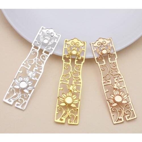 20 Pieces/Lot 19x73mm Filigree Flower Hollow Out Rectangle DIY Jewelry Making Accessories