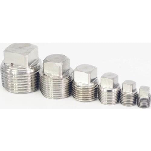 1/8" 1/4" 3/8" 1/2" 3/4" 1" 1-1/4" 1-1/2" 2" NPT Male 304 Stainless Steel Square Head Plug Forged Pipe Fittings