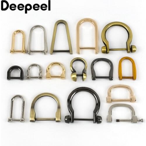 5pcs Detachable Screw D Buckle U Ring Metal Bag Chain Adjuster Hanger Hooks Clasp Handle Connector DIY Bags Hardware Accessories