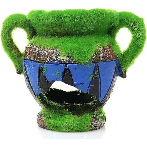 Fish Tank Thunder Dragon Fish Decors Moss Shelter Decoration Retro Pot 11*7.5*8.5cm Realistic Aquarium Scenery Resin Ornaments