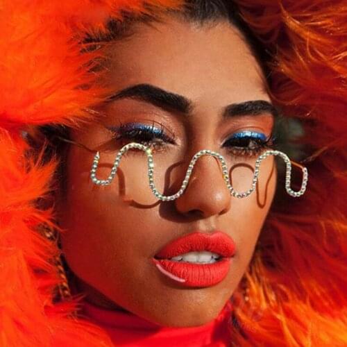 Diamond Steampunk Sunglasses Frames Rhinestone Eyeglasses Frames For Women Wave Sunglasses Frames For Men Eyewear Decoration