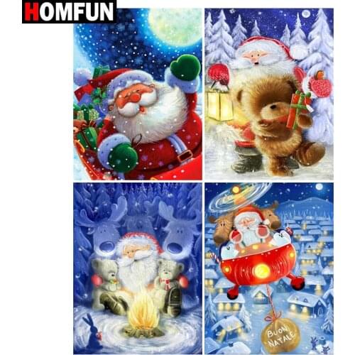 HOMFUN Diamond painting "Christmas Santa gift" Full Square/Round Drill Wall Decor Inlaid Resin Embroidery Craft Cross stitch
