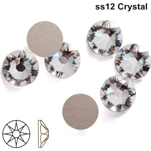 Free Shipping! 1440pcs/Lot, AAA Chinese Top Quality ss12 (3.0-3.2mm) Crystal/Clear Flat Back Nail Art Non Hotfix Rhinestones