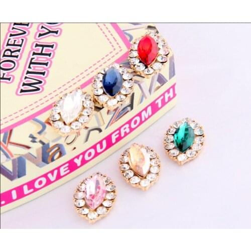 Free Shipping Wholesale 25x15mm Flatback Rhinestone Button For Hair Flower Wedding Invitation 60pcs/lot BXF10