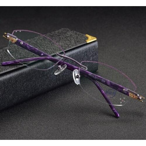 Screwless Female Diamond Edge Cutting Glasses Frame Women Anti Blue Light Glasses Prescription Glasses Optical Glasses Frameless