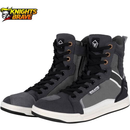 Motorcycle Boots Men Casual Shoes Microfiber Leather Moto Motocross Riding Boots Breathable Motorbike Shoes 4 Seasons