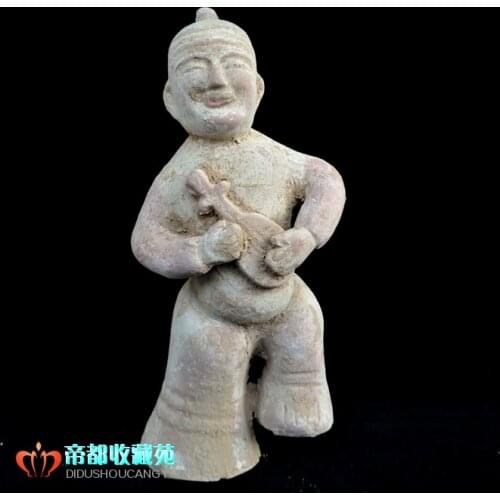 Han Dynasty (25-186) Pottery Carving Pottery Figurines, Flutist