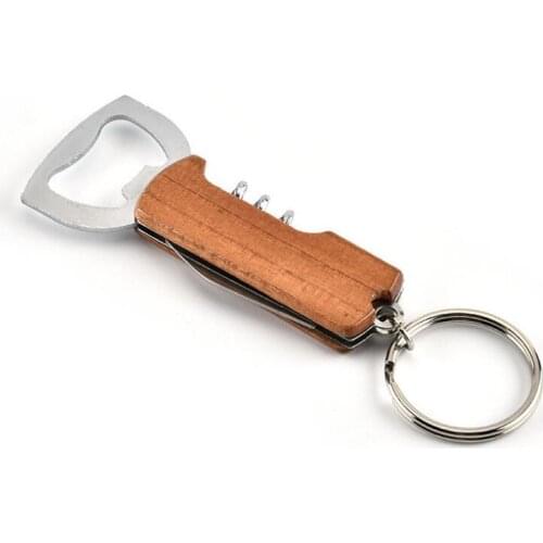 Durable Stainless Steel Keychain Corrosion-Resistant Anti Wear Keyring Red Wine Bottle Opener Key Chians LX8950