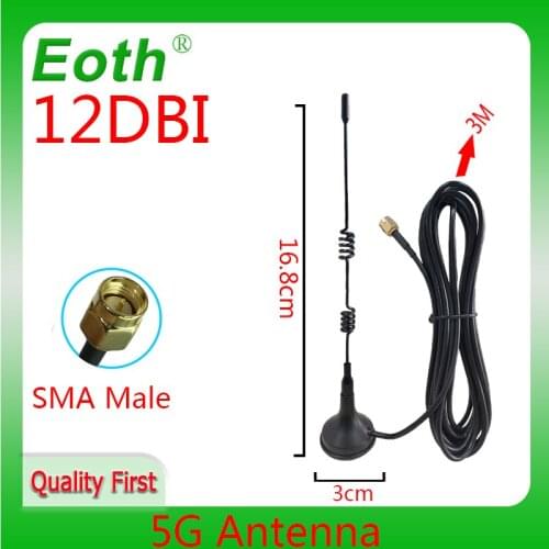1 2PCS 5G Wifi Antenna SMA Male 12dbi 5G HIGH-Gain IOT antena magnetic base Sucker antenna 3 meters extension cable wi-fi router