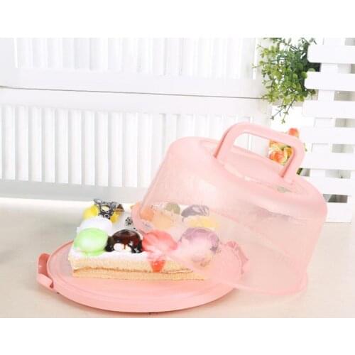 Portable Cake Box Food Preservation Storage Fruit Vegetable Fresh Keeping Box Plastic Round Cake For Wedding Anniversary Party
