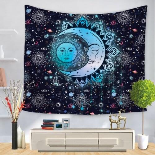 India Mandala Tapestry Wall Hanging Boho Wall Cloth Tapestries Psychedelic Tapestry Sun and Moon Mandala Wall Carpet Decor