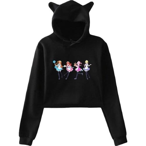 Kawaii 2021 New Idol Time Pripara Merch 2D Print Fashion Cat Ears Top Women Hoodies Sweatshirt Sexy Clothes Y2K Girl Clothes