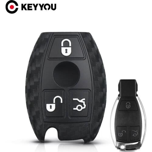 KEYYOU 3 Button Silicone Car Key Case For Mercedes benz CLS CLA AMG GL R SLK A B C S Protective Shell Silicone Car Key Cover