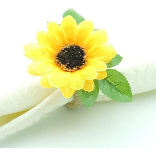 Napkin Rings Set of 8 Sunflower Handmade Napkin Ring for Wedding Dinner Party Banquet Serviette Table Top Decor