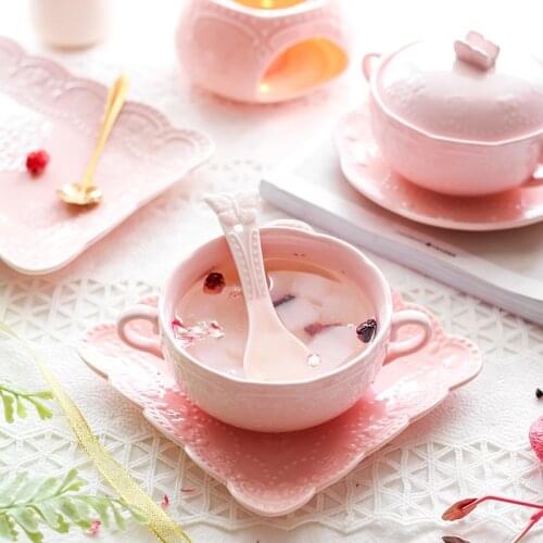 Royal Birds Nest Bowl Ceramic Covered Soup Bowl Dessert Bowl With Handle Spoon With Plates Dish Milk Cans Stew Pot