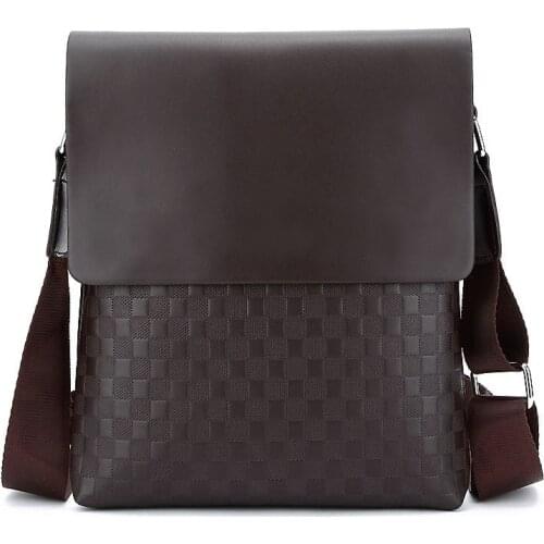 New Men Bags 2021 Business Shoulder Bags for Men Messenger Bags Pu Leather Male Bags Shoulder Crossbody Bags Cover Plaid Flap