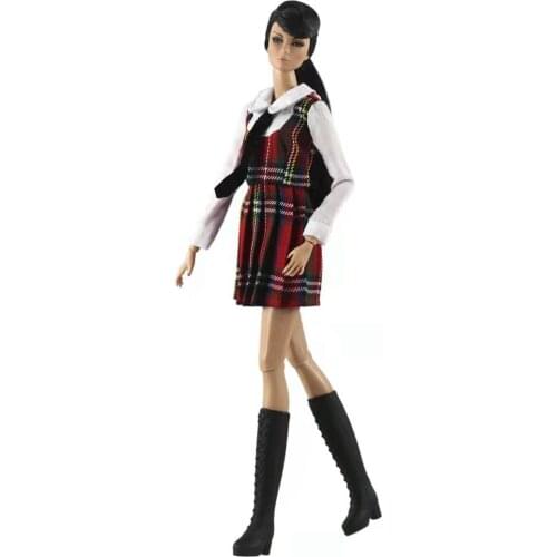 British Style Fake 2 Pieces 11.5" Doll Clothes For Barbie Dress Outfits Students Costume 1/6 BJD Accessories Kids & Baby DIY Toy