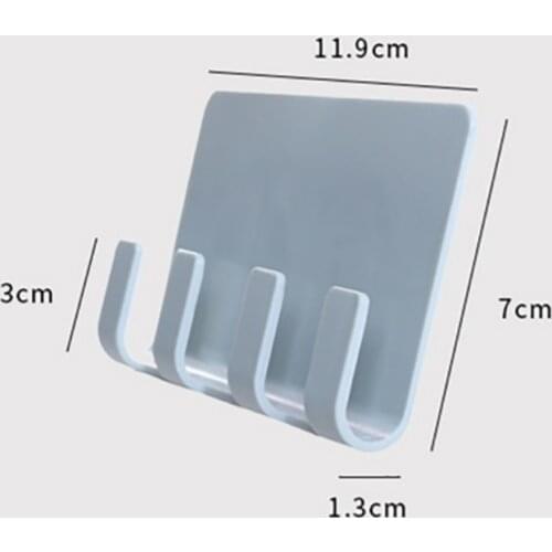 Wall Suction Hooks Trace 4 Hook Storage Rack Wall-mounted Kitchen Bathroom Plastic Storage Racks Hanger