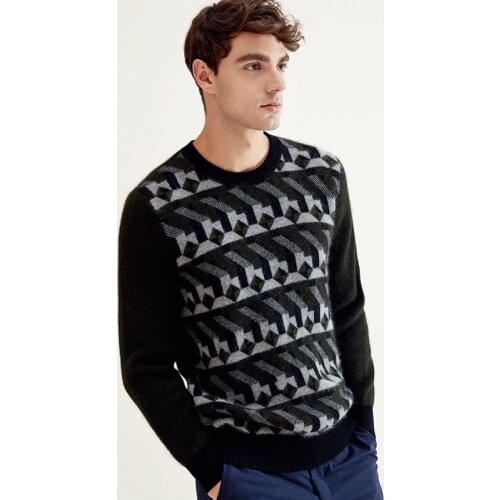 ZHILI 2018 New Autumn Winter Round Neck With Irregular Pattern Cashmere Sweater