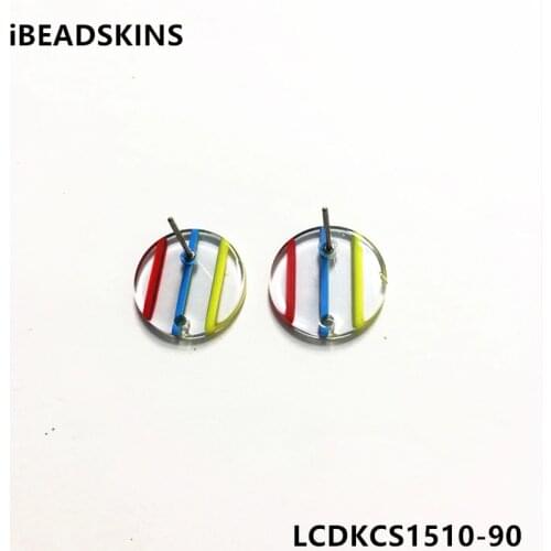 New arrival! 16mm 100pcs/lot acetic acid stripe coin-shape Stud earring/earrings accessories for Earrings DIY
