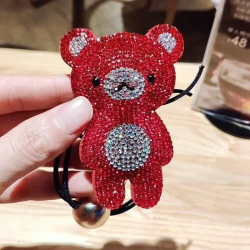 New Years Red Head Bear Rope 2021 Fashion Ring Sweet Personality Ball Hair Accessories