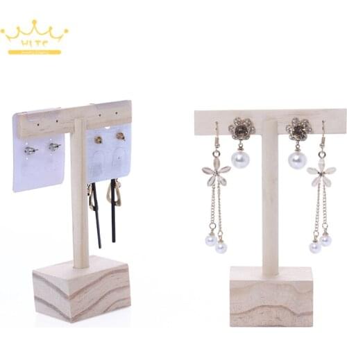 Solid Wood Earrings Display Stand Jewelry Storage Counter Placed Earrings Shelf Hanging Ear Clip Jewelry Props