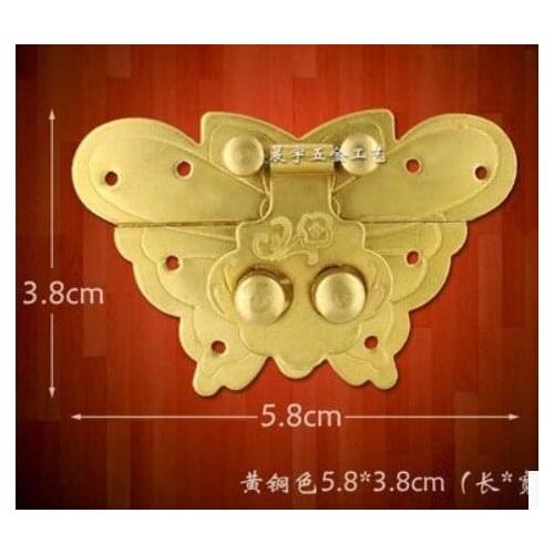 Pure copper butterfly lock Chinese antique jewelry wood copper parts box buckle hardware accessories