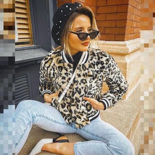 Sale Mosaic Leopard Printed Women Jackets Outfits Female Cardigan Coat 2020 Autumn Bomber Jacket Coat Long Sleeve Outerwear Q30