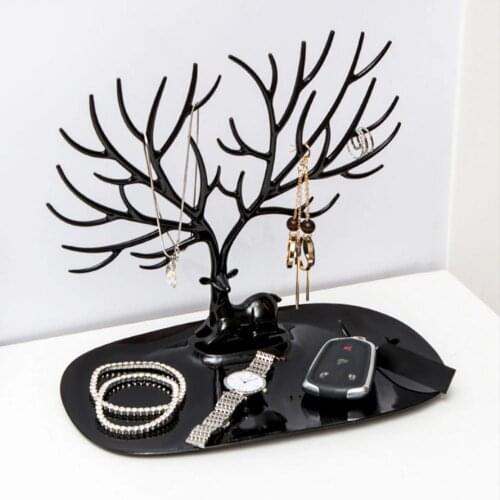Deer Earrings Necklace Ring Jewelry Display Stand Tray Organizer Tree Holder