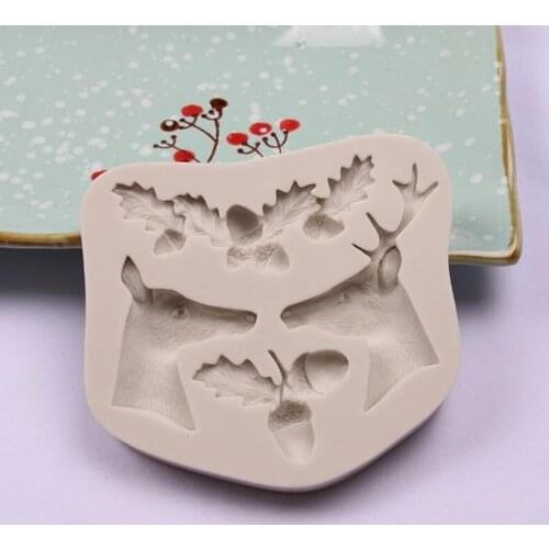 Silicone Christmas Tree Elk Snowman Snowflake Pine Cone Cookie Cutter Mold DIY Chocolate Mould 3D Baking Cake Decor Tools