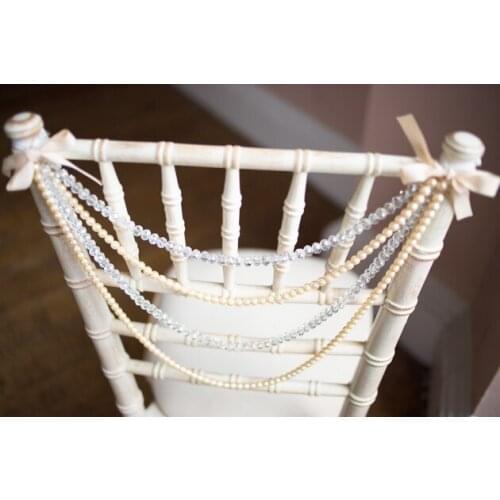 Wedding Chair Decoration Pearl with Acrylic Crystal Bead Garland Chiavari Chair Sash Chair Cap 100pcs/lot Wedding supply