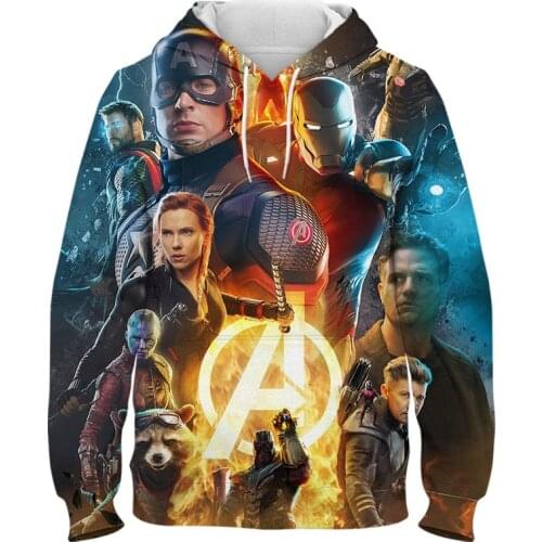 Marvel Avengers 4 iron Man Captain America 3D Print Costume Hoodies Unisex Avengers Casual End Game Sweatshirt Jacket Streetwear