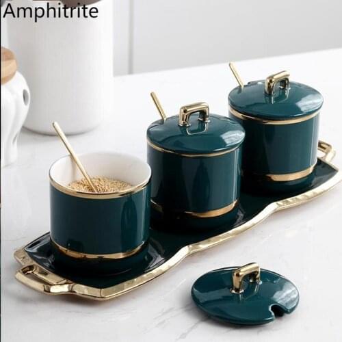 Creative phnom penh spice ceramic box spice set sugar bowl salt bottles msg nordic household kitchenware storage box