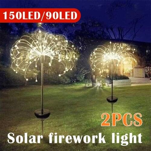 Solar outdoor lawn dandelion firework string light 90/150 LED for garden lawn landscape lights Christmas decoration lights