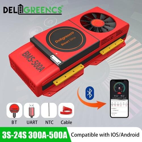 Smart BMS LiFePO4 4S 6S 7S 8S 10S 12S 13S 15S 16S 20S 24S 3.2V 3.7V Lithium Battery BMS UART Bluetooth Voltage SOC Monitor